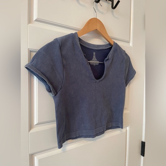 NOBO Blue Ribbed Crop Top | Distressed Blue | XL - Picture 3 of 6